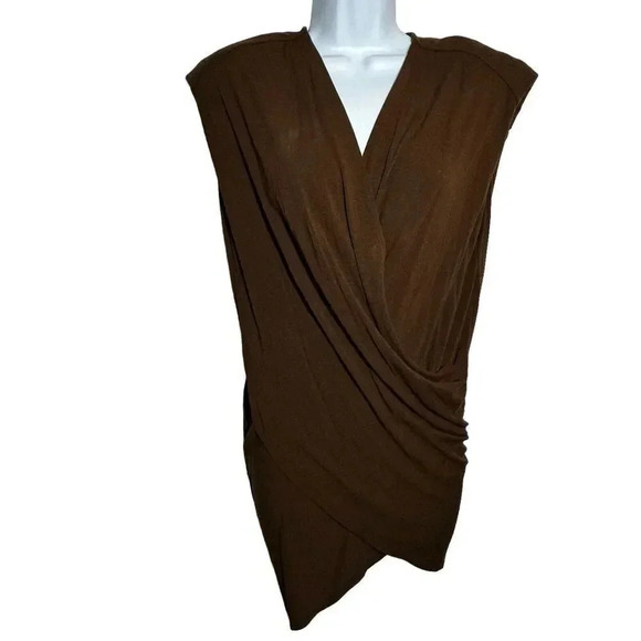 Vintage 90's Donna Karan Black label Asymmetrical Draped Jersey Top Size Large - Picture 1 of 9
